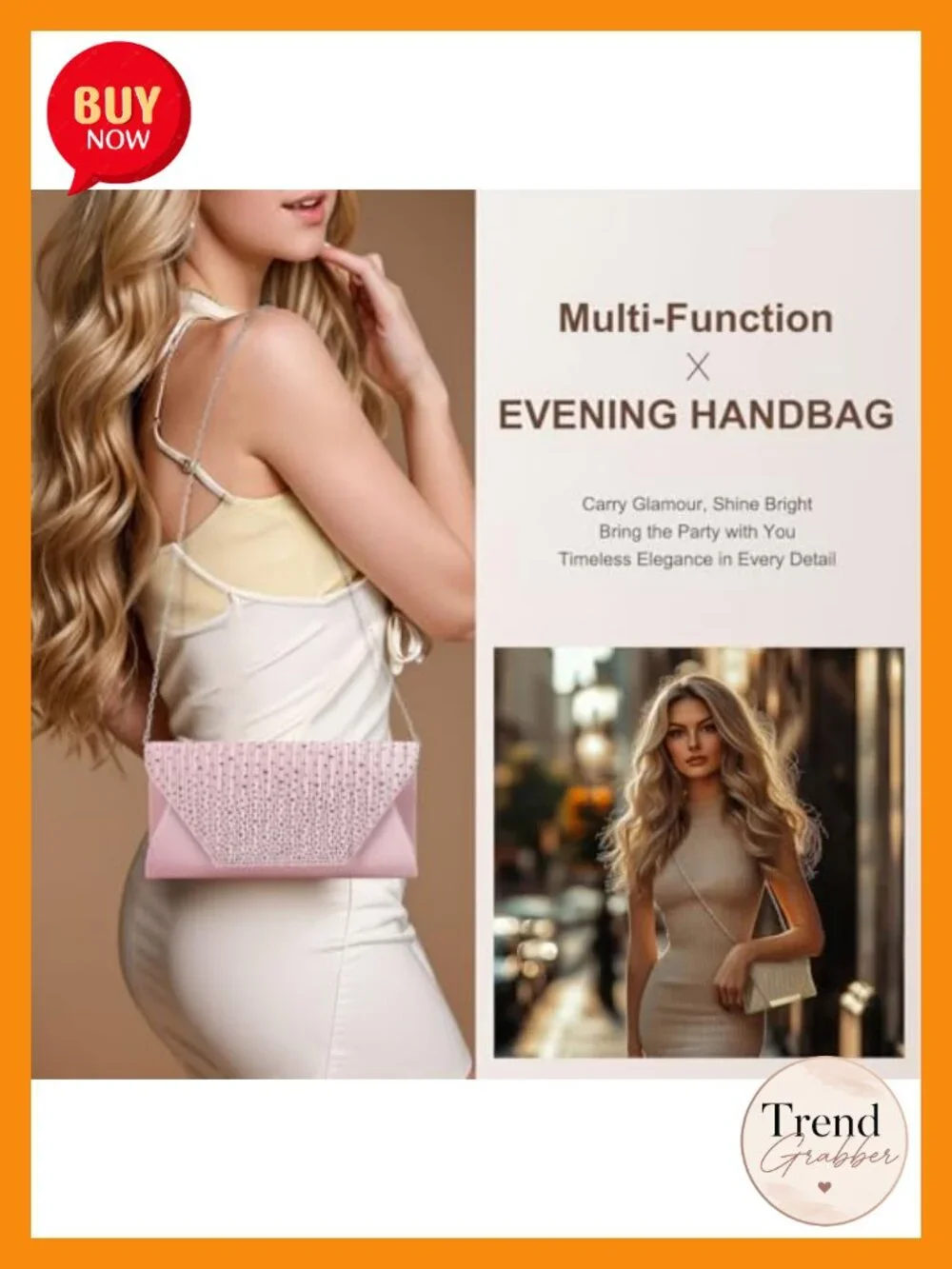 Sparkly Rhinestone Clutch Purse Crossbody Bag with Chain Strap for Evening